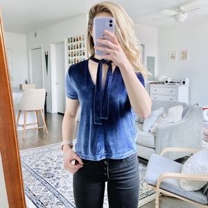 🌟XXS Madewell Velvet Tie Neck Top in Nightfall